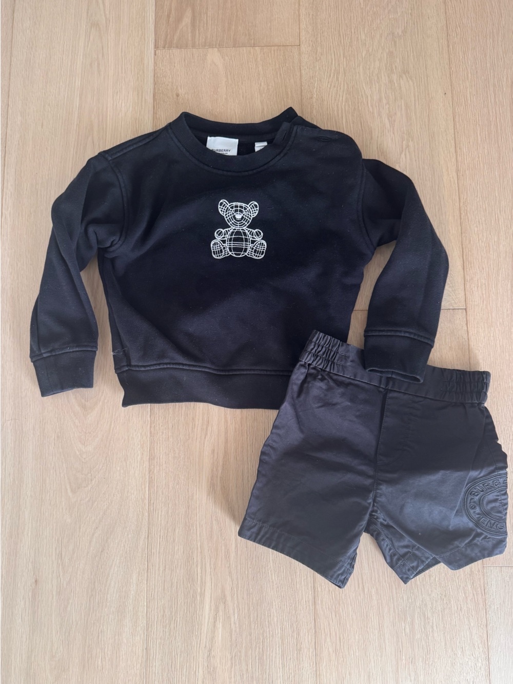 Burberry Black Kids Matching Sweatshirt and Shorts Set